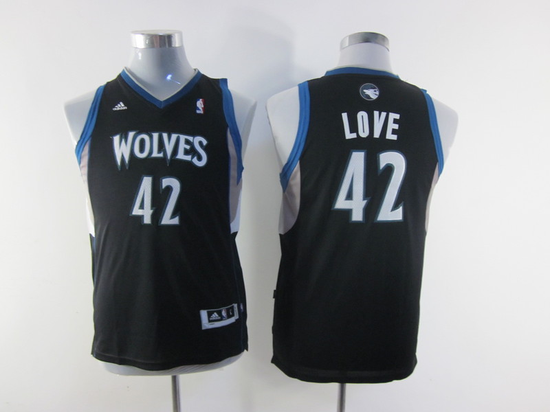  NBA Kids Minnesota Timberwolves 42 Kevin Love New Revolution 30 Swingman Youth Black Jersey